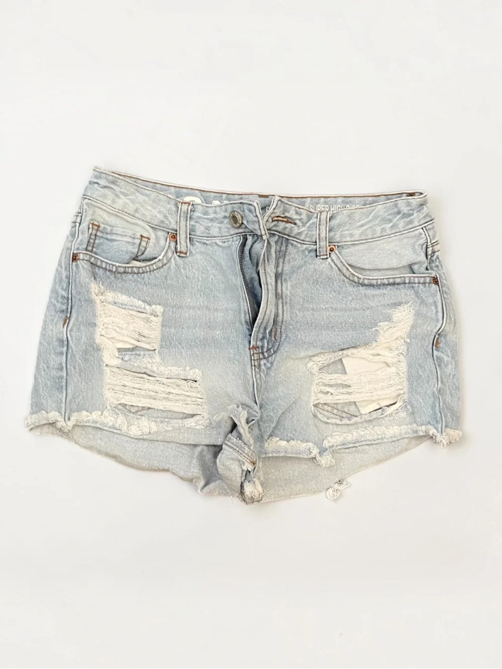 Light Wash Distressed Denim Shorts